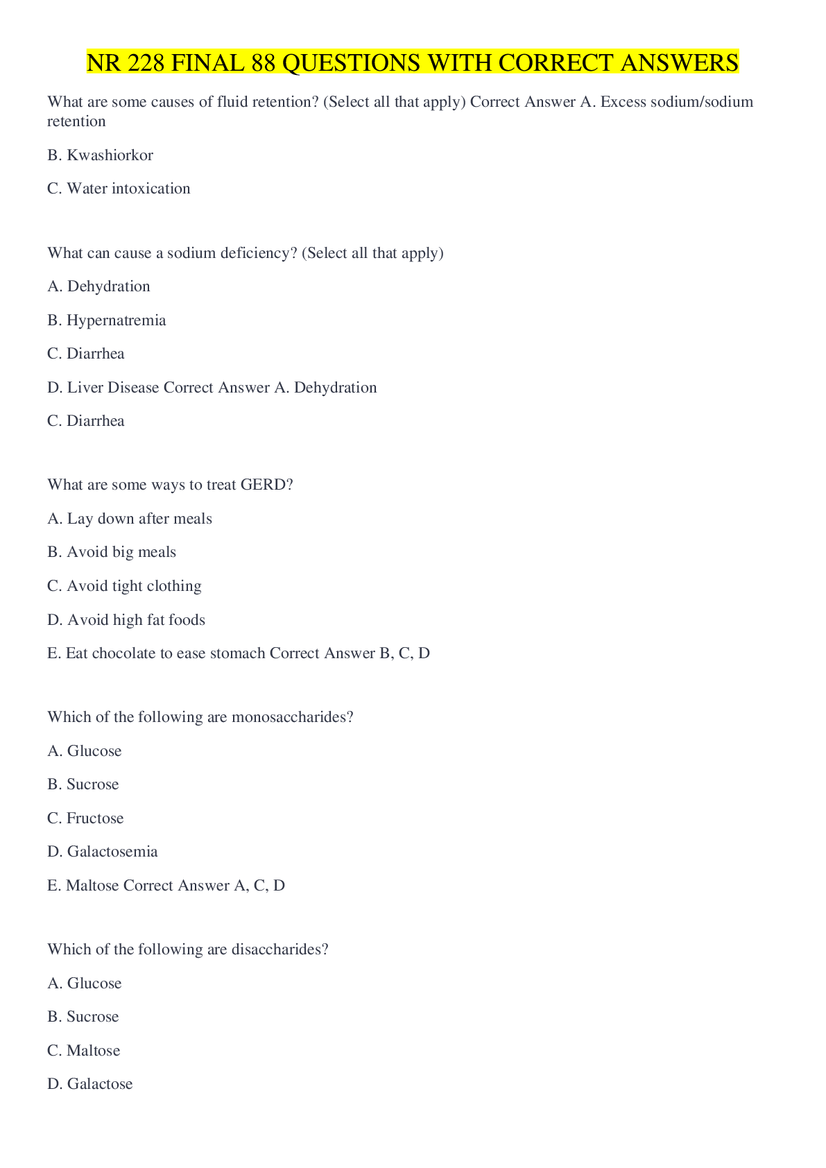 Preview image for NR 228 FINAL 88 QUESTIONS WITH CORRECT ANSWERS